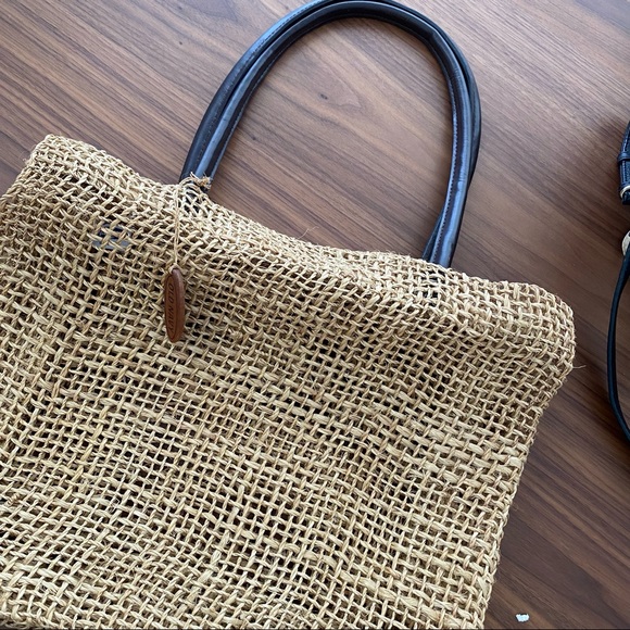 OLD NAVY Women’s One Size Brown Woven Beach Satchel Tote Bag - Picture 3 of 3